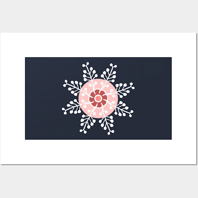 seamless pattern with snowflakes on light pink Wall Art by colorofmagic